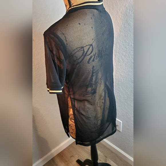 Fashion Nova Black Mesh Sequin 86 T-Shirt - Picture 2 of 6